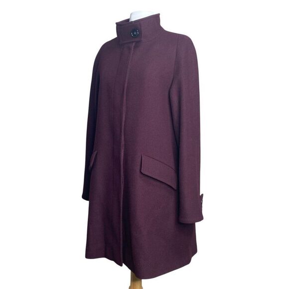 Preston & York Twill Wool Peacoat Size 12 Deep Maroon - Picture 2 of 9